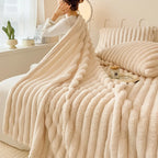 Thick Striped Flannel Multi-Use Sofa & Bed Blanket