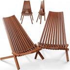 Wooden Folding Acacia Low Profile Lounge Chair Set