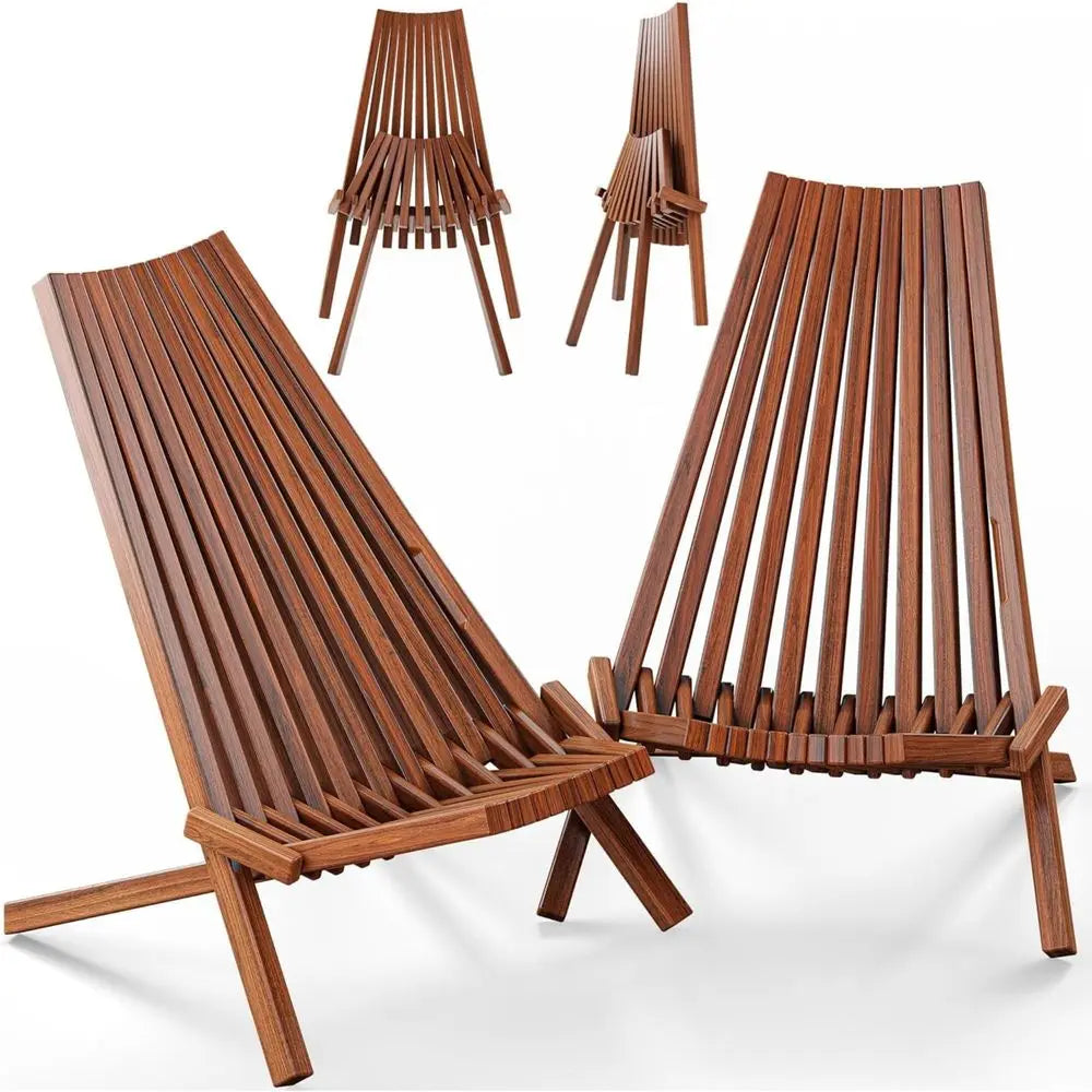 Wooden Folding Acacia Low Profile Lounge Chair Set