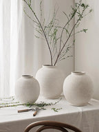 Rustic White Ceramic Flower Vase 9.8 Inch
