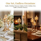 Luxury Crystal Gold Taper Candle Holders Set
