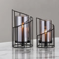 Black Spiral Glass Candle Holders Set with Vase