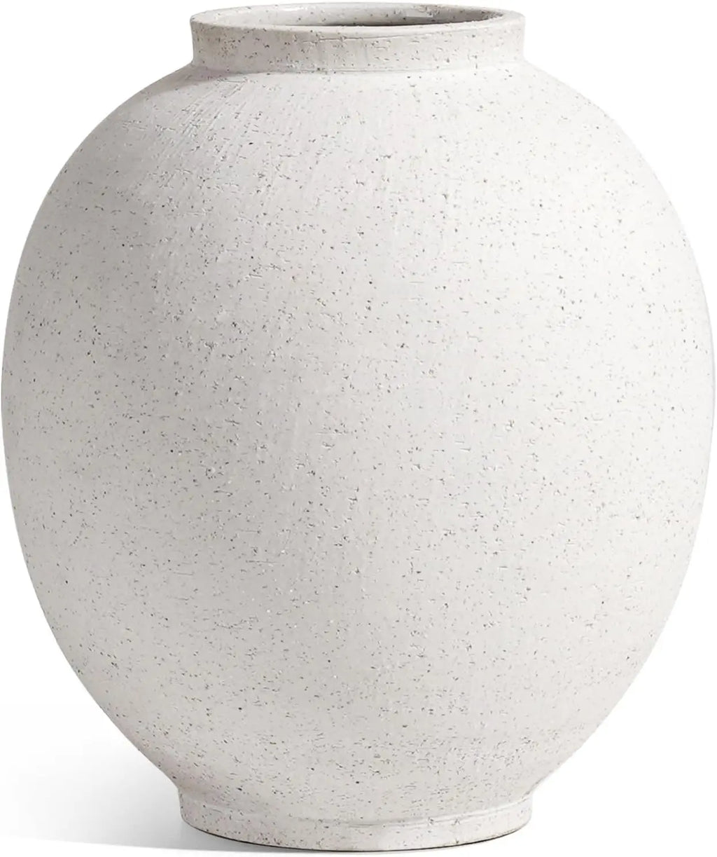 Rustic White Ceramic Flower Vase 9.8 Inch