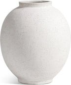 Rustic White Ceramic Flower Vase 9.8 Inch