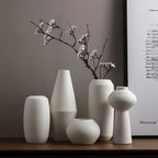 Minimalist White Ceramic Vase for Dried Flowers