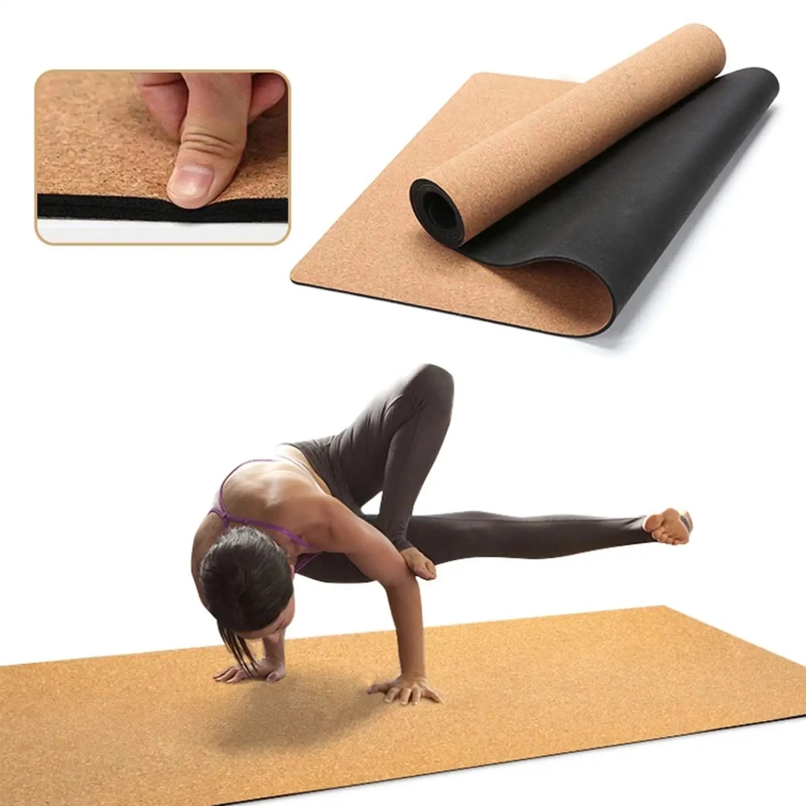 Non-Slip Cork Yoga Mat Extra Thick Large