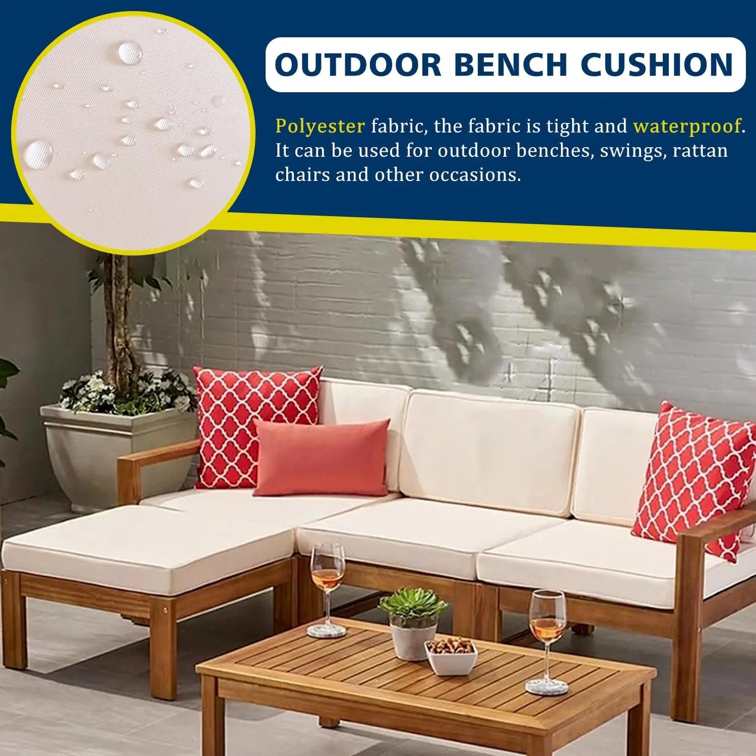 Waterproof Outdoor Seat and Back Cushion Set