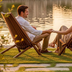 Wooden Folding Acacia Low Profile Lounge Chair Set