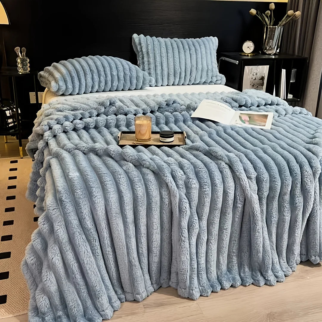 Thick Striped Flannel Multi-Use Sofa & Bed Blanket