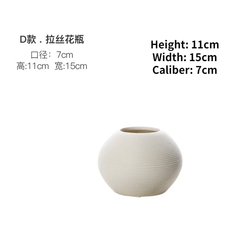 Minimalist White Ceramic Vase for Dried Flowers