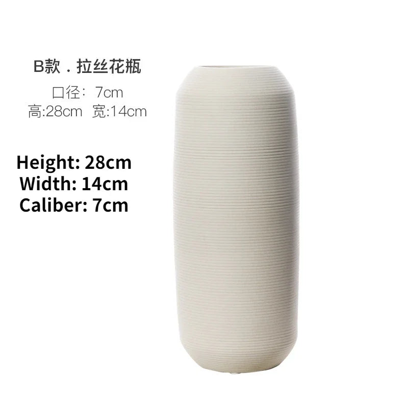 Minimalist White Ceramic Vase for Dried Flowers