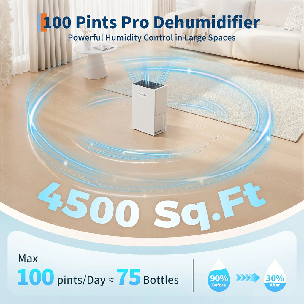 High Capacity 100 Pint Home Dehumidifier