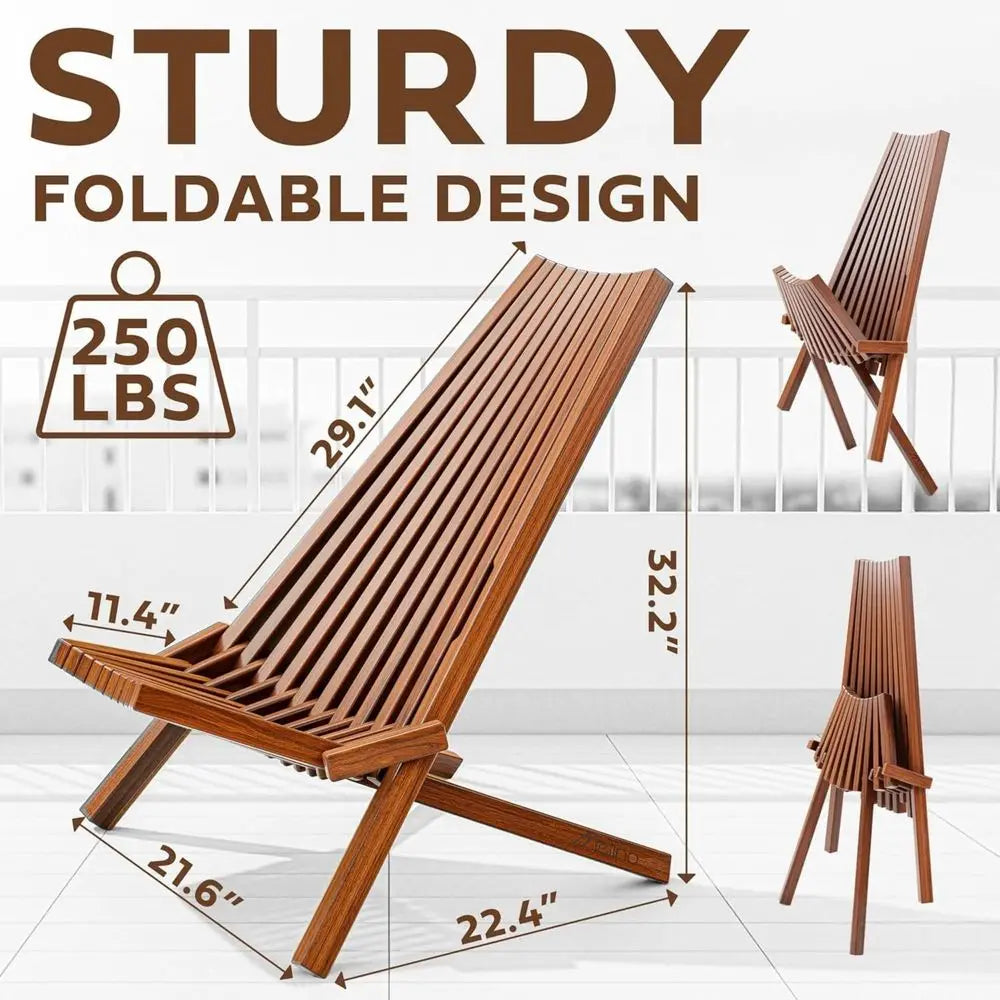 Wooden Folding Acacia Low Profile Lounge Chair Set