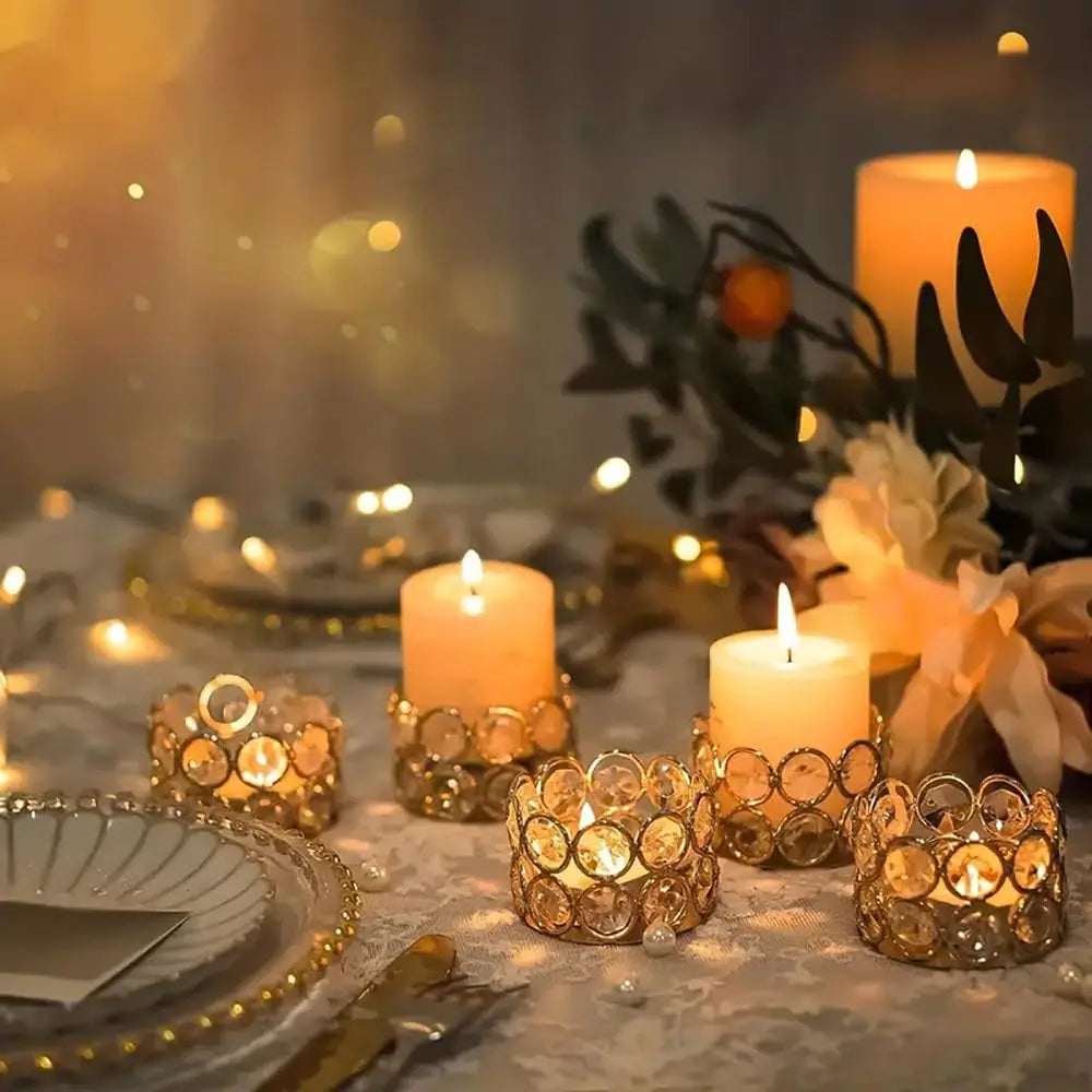 Crystal Tea Light Candle Holders for Home Decor