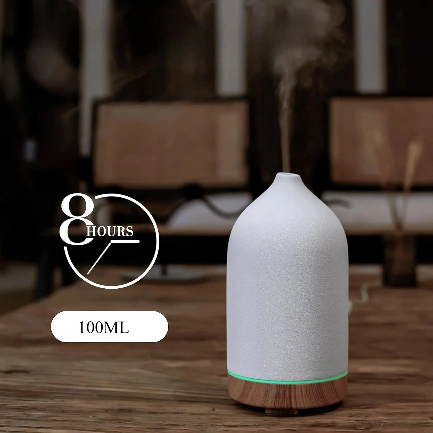 Ceramic Ultrasonic Essential Oil Diffuser with LED Light