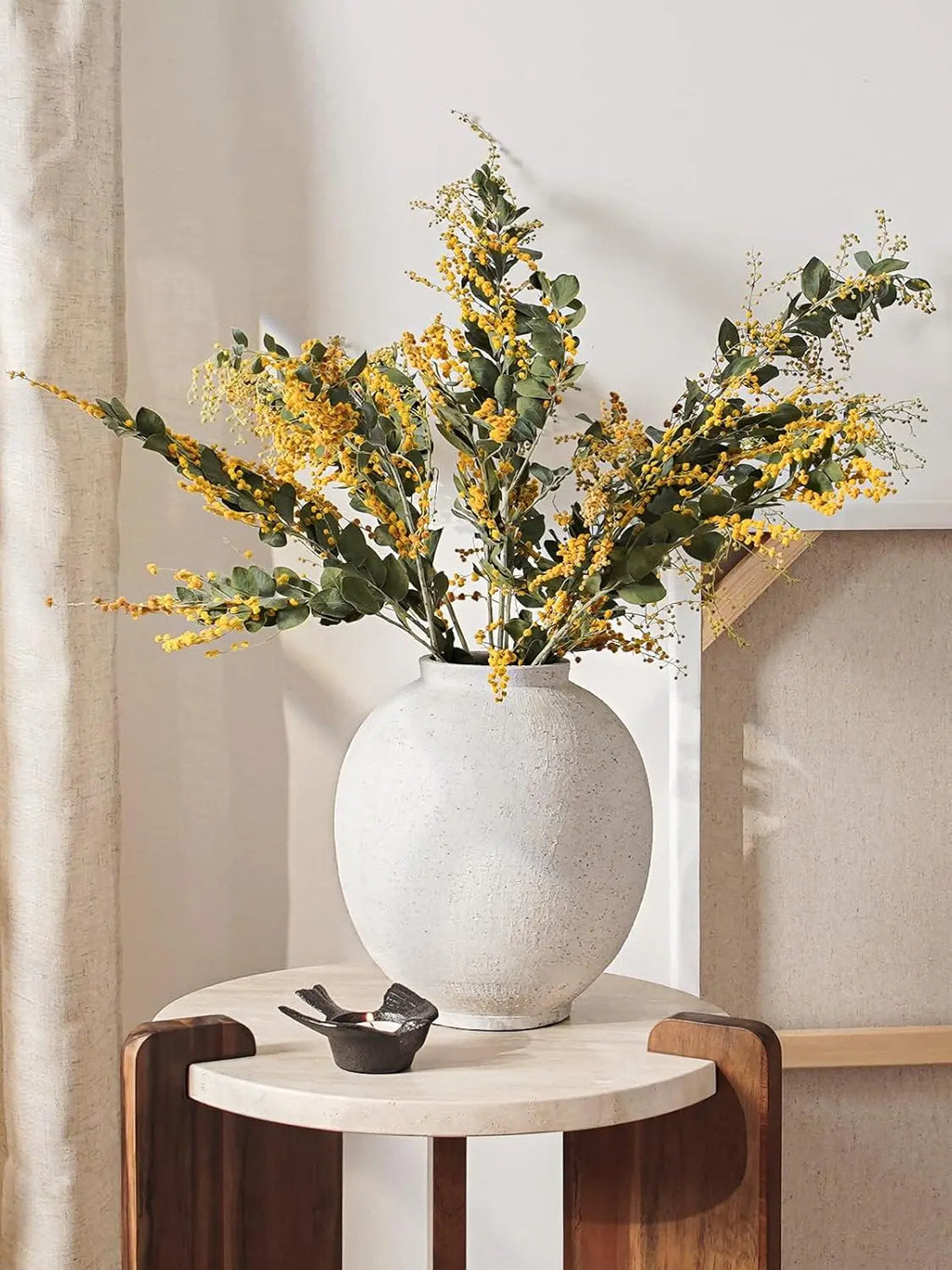 Rustic White Ceramic Flower Vase 9.8 Inch