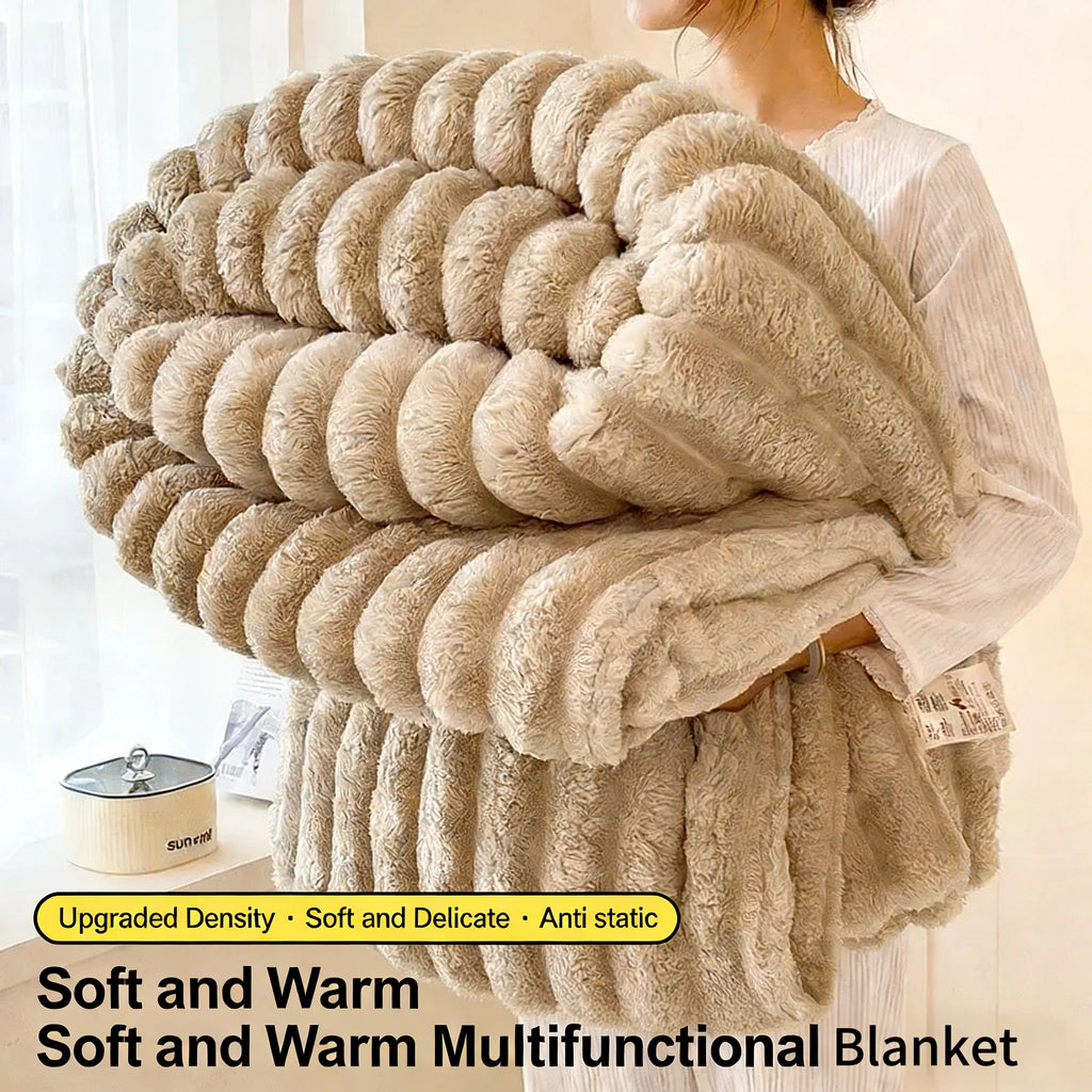Thick Striped Flannel Multi-Use Sofa & Bed Blanket